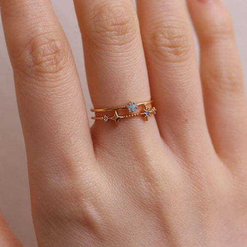 Blue topaz Star layered ring